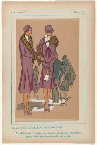 Très Parisien, 1925, No. 11, Pl. 2: Création ANNA (MADELEINE ET MADELEINE) - COCKTAIL, Bertaux, 1925 Canvas Print