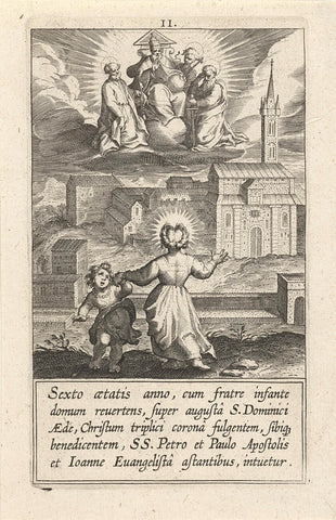 Catherine's Vision of Christ, Peter, Paul and John the Evangelist, Cornelis Galle (I), 1603 Canvas Print