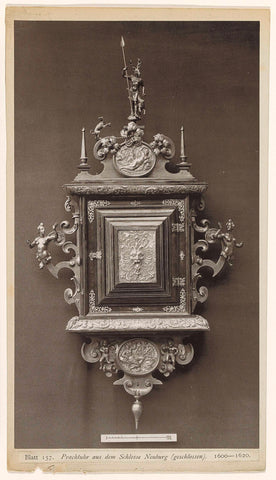 Clock with lid for clockwork in Neuburg Castle, anonymous, 1876 Canvas Print