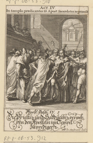 Priests and Sadducees forbid the apostles to preach in the temple, anonymous, 1697 Canvas Print