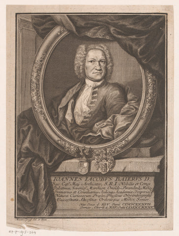 Portrait of Johann Jacob Baier, Martin Tyroff, 1735 - 1779 Canvas Print