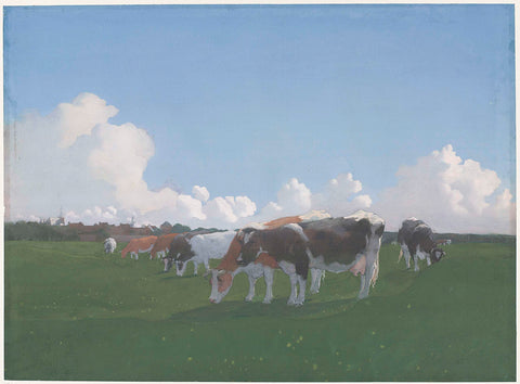 Grazing cows in a meadow, Jan Voerman (1857-1941), c. 1800 - c. 1900 Canvas Print