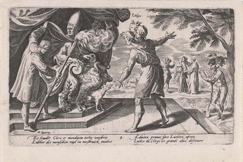 Luther reveals the deception of the Catholic clergy, Dirck Volckertsz. Coornhert, 1604 Canvas Print