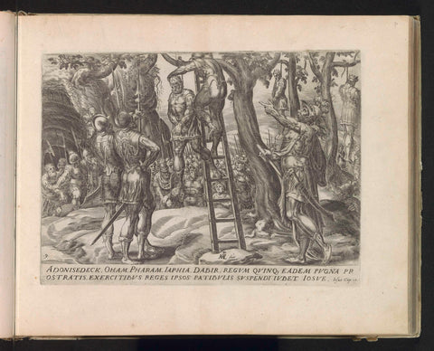 Five Amoritic kings hanged, Harmen Jansz Muller, 1585 Canvas Print