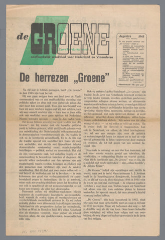 De Groene Amsterdammer, De Groene Amsterdammer, 1945 Canvas Print