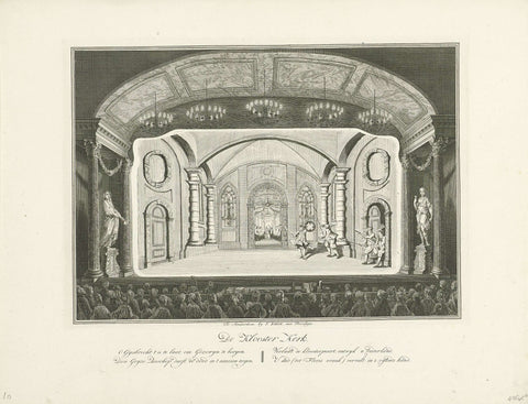 Schouwburg with scene decor: De Klooster Kerk, anonymous, 1770 - 1772 Canvas Print