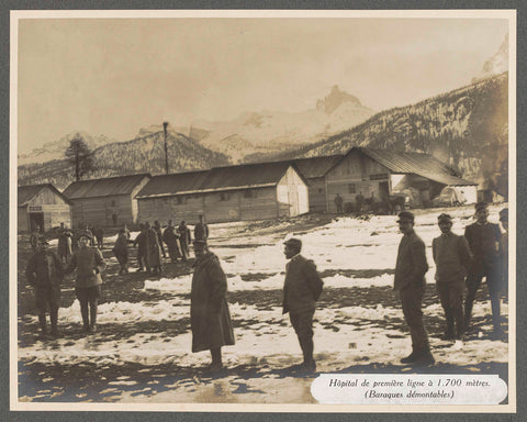 Soldiers at a field hospital at the front in the Dolomites, presumably Italians, Henri de Rothschild (attributed to), 1916 Canvas Print