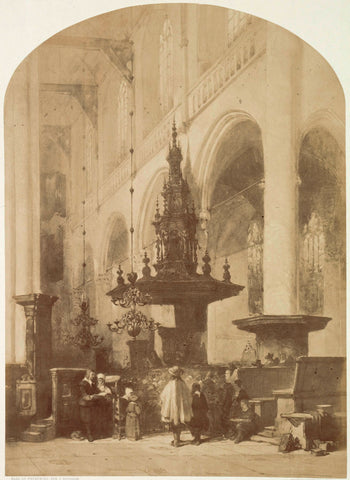 Fotoreproductie van een tekening van Johannes Bosboom van het interieur van de Nieuwe Kerk in Amsterdam, Robert Jefferson Bingham, 1859 Canvas Print