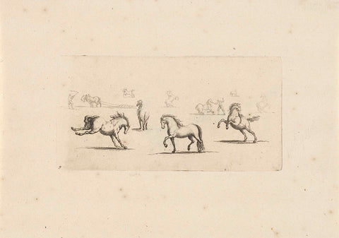 Study sheet with horses, of which there is a bokt, anonymous, 1675 - 1711 Canvas Print