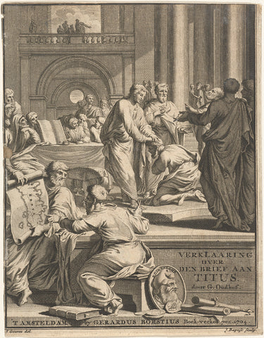 Scholars in the interpretation of paul's letter to Titus, James Baptist, 1704 Canvas Print