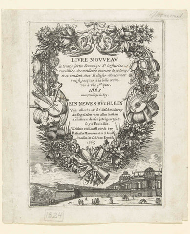 Titelblad: Livre Nouveau de toutes sortes d'ouurages d'Orfeuries receuillies des Maylleurs ouuriers de ce temps, Balthazar Moncornet, 1665 Canvas Print