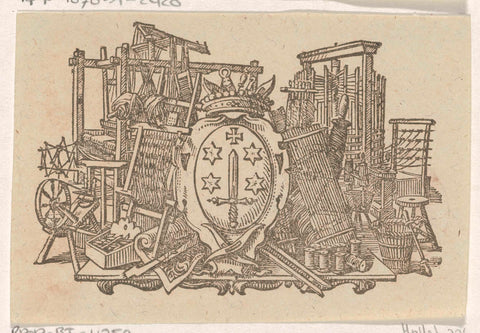 Vignette with the coat of arms of the city of Haarlem in the middle of tools from the cloth trade, Isaac Vincentsz. van der Vinne, 1675– 1740 Canvas Print