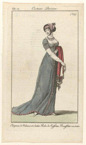 Journal des Dames et des Modes, Costume Parisien, 17 December 1803, Year 12 (519) : Chapeau de Velours (...), anonymous, 1802 Canvas Print