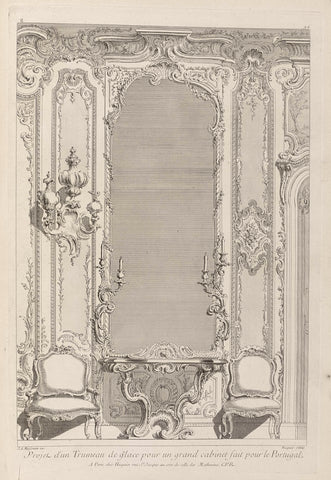 Design for a pennant mirror with girandoles, Gabriel Huquier, Juste Aurèle Meissonnier, 1738 - 1749 Canvas Print