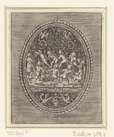 Oval medallion with children dancing in circle, Antoine Jacquard, 1610 - 1615 Canvas Print