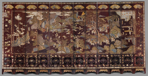 Folding Screen with Dutch ships, anonymous, c. 1685 - c. 1700 Canvas Print