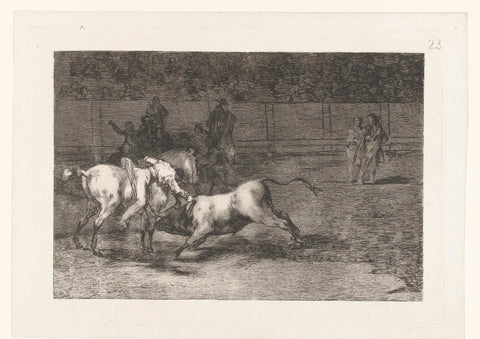 Mariano Ceballos kills a bull, Francisco de Goya, 1811 - 1816 Canvas Print