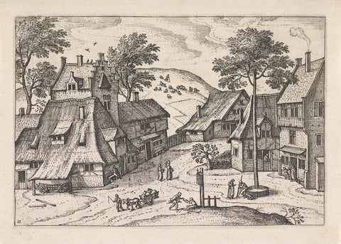 View of a Village Square with a Beggar, Pieter van der Borcht (I), 1610 - before 1676 Canvas Print