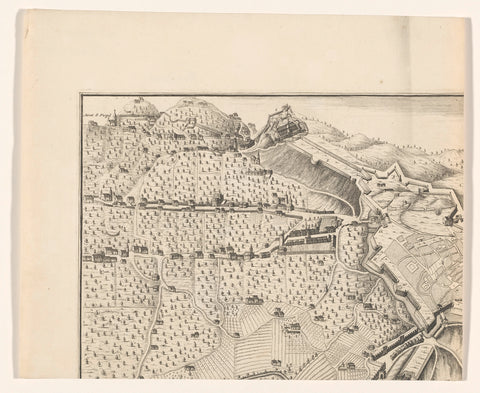 Map of Bergamo (part top left), anonymous, 1704 - 1724 Canvas Print