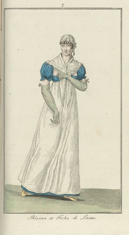 Elegantia, or magazine of fashion, luxury and taste for ladies, March 1807, No. 7: Réseau et Fichu de Laine, anonymous, 1807 Canvas Print