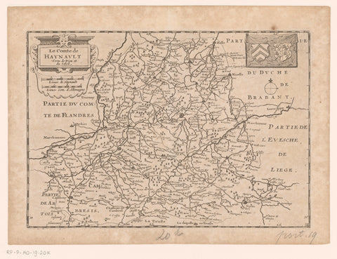 Map of the county of Hainaut, anonymous, c. 1660 - 1696 Canvas Print