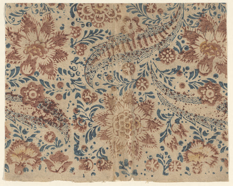 Leaf with pattern of flowers and leaves, anonymous, c. 1750 - c. 1790 Canvas Print