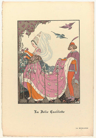 La Guirlande, Album Mensuel d'Art et de literature, 1919-1920 : La jolie Cueillette, Gerda Wegener, 1919 - 1920 Canvas Print