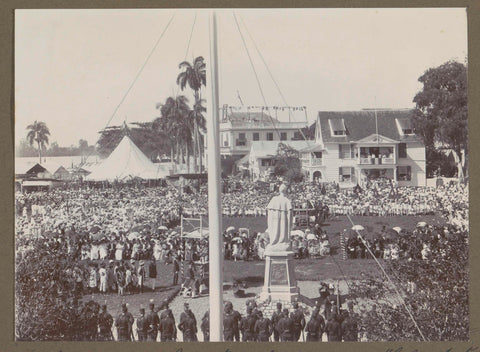 Unveiling of a statue of Queen Wilhelmina on the Gouvernementsplein in Paramaribo, Augusta Curiel (attributed to), 1923 Canvas Print