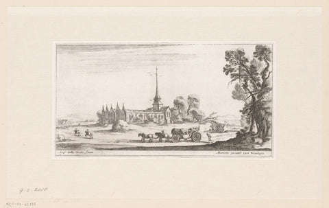 Landscape with church and carriage, François Collignon (attributed to), 1620 - 1687 Canvas Print