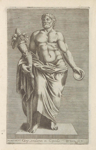 Sculpture of a man with a cornucopia, anonymous, 1584 Canvas Print