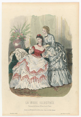 La Mode Illustrée, 1872, No. 4: Toilettes de Mme Breant-Castel (...), anonymous, 1872 Canvas Print