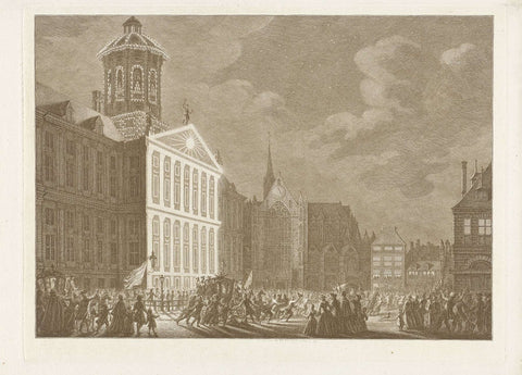 Illumination of the town hall for William V and Wilhelmina of Prussia, 1768, Simon Fokke, 1769 Canvas Print