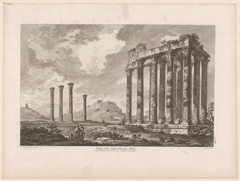 View of hadrian's Temple, Jacques-Philippe Le Bas, 1758 Canvas Print