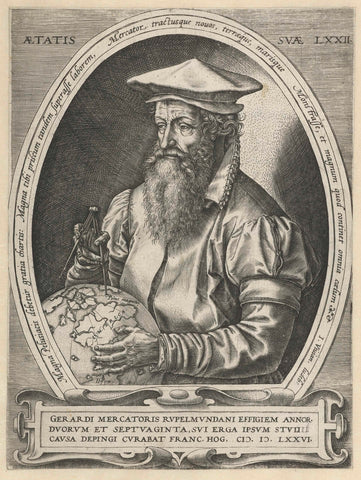 Portrait of Gerardus Mercator, Hendrick Goltzius (attributed to), 1576 Canvas Print