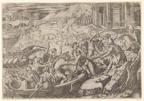 Kidnapping of Helena of Troy by Paris, Marcantonio Raimondi, 1510 - 1527 Canvas Print