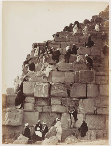 Ascent of the Pyramid of Cheops, Henri Béchard, 1869 - 1889 Canvas Print