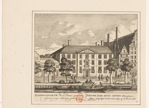 View of the Nieuwezijds Huiszittenhuis in Amsterdam, anonymous, 1757 - 1766 Canvas Print