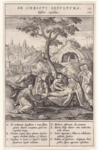 Entombment of Christ, Hieronymus Wierix, 1593 Canvas Print