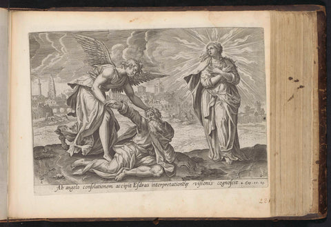 Second vision of Ezra: Ezra comforted by the angel, anonymous, Maerten de Vos, 1646 Canvas Print