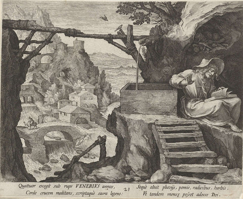 Saint Venerius of Tino as Hermit, Raphaël Sadeler (I), 1598 Canvas Print