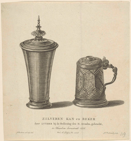 Cup and jug used by Martin Luther at the Lord's Supper, Daniël Veelwaard (I), 1818 Canvas Print