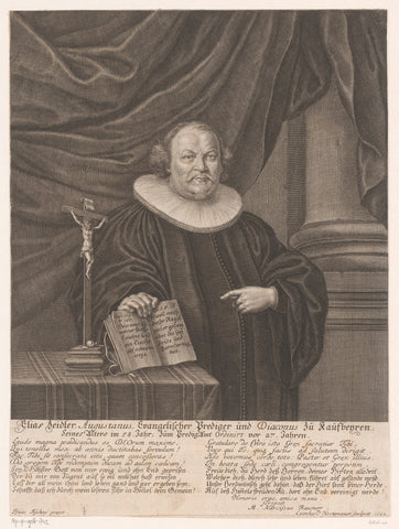 Portrait of Elias Zeidler at age 58, Leonhard Heckenauer, 1682 Canvas Print