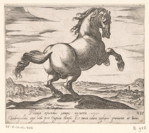 Prancing horse used to the right, Antonio Tempesta, 1590 Canvas Print