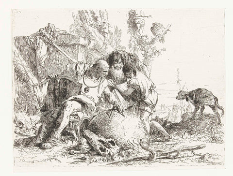 Two Magicians with a Compass and Globe, and a Boy and a Snake, Giovanni Battista Tiepolo, in or before c. 1750 Canvas Print