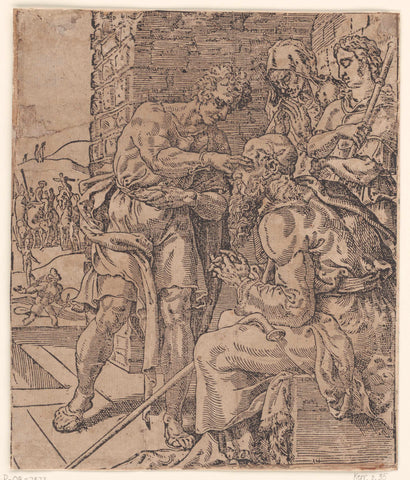 Tobias heals the blind Tobit, Dirck Volckertsz. Coornhert, c. 1548 Canvas Print