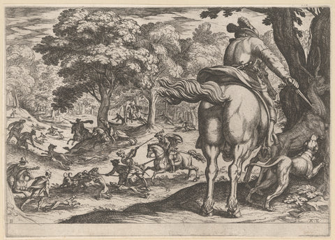 Hunting wolves and deer, Antonio Tempesta, 1609 Canvas Print