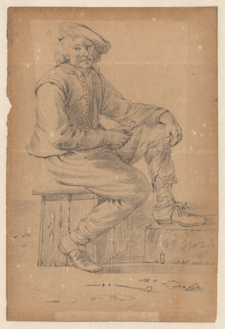 Seated Man with a Pipe, Cornelis Saftleven, c. 1662 Canvas Print