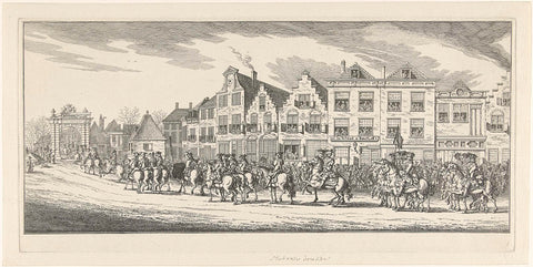 Soldiers on horseback in the funeral procession of Anna of Hanover in Delft, 1759, Simon Fokke, 1759 - 1761 Canvas Print