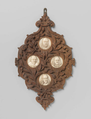 Four medallion portraits in frame, anonymous, c. 1600 - c. 1699 Canvas Print