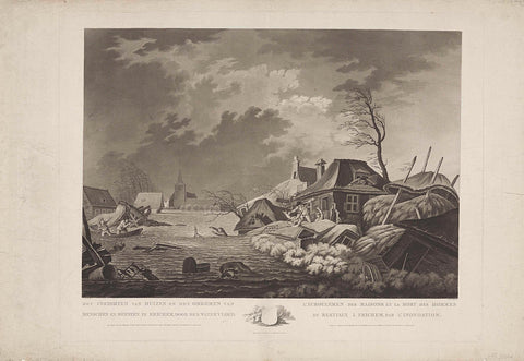 Het Instorten van Huizen en het Omkomen van Menschen en Beesten te Erichem, door den Watervloed / L'Ecroulemen des Maisons et la Mort des Hommes (...), A. Lutz, 1809 Canvas Print